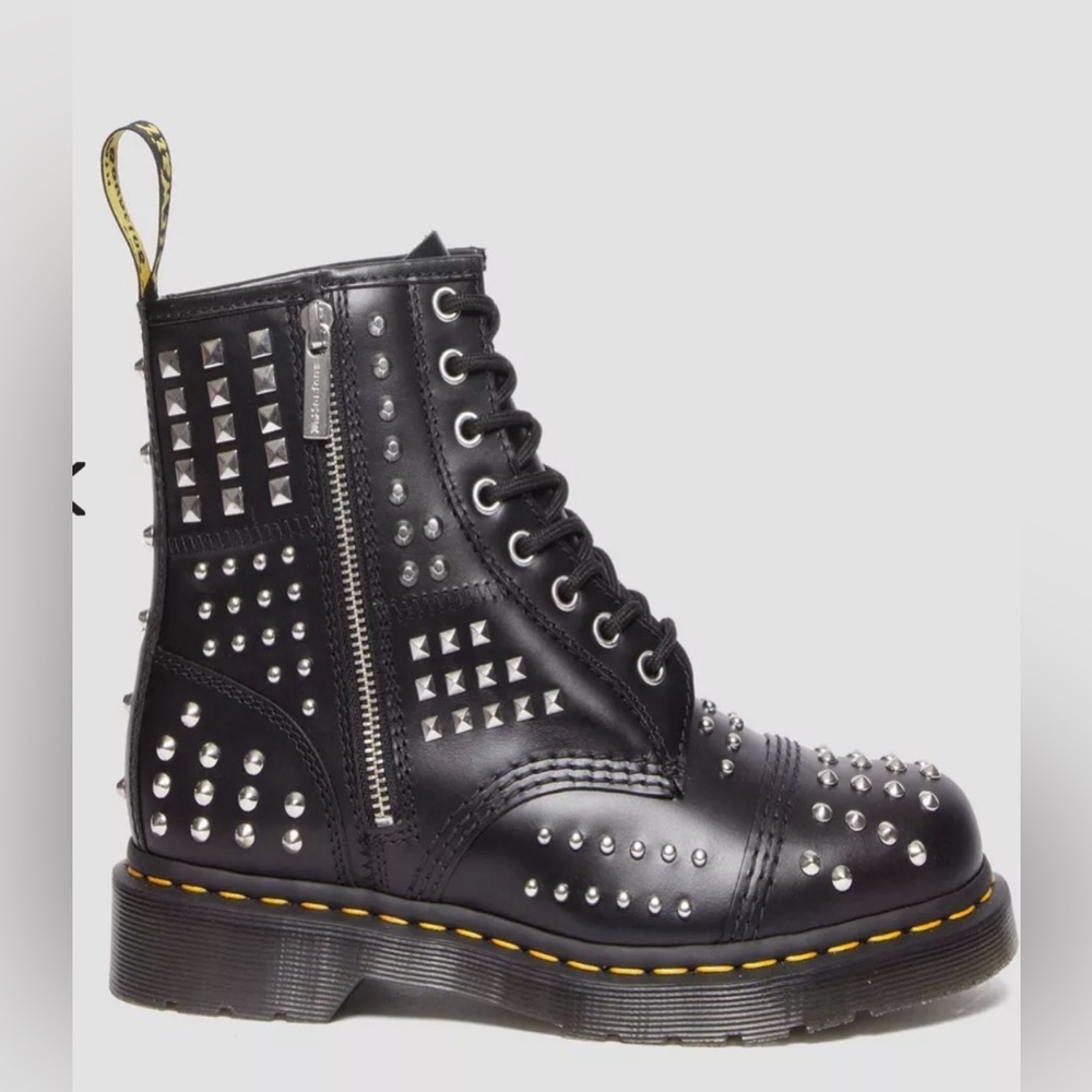 DR MARTENS 1460 STUDDED ZIP ATLAS LEATHER LACE UP - Picture 4 of 16